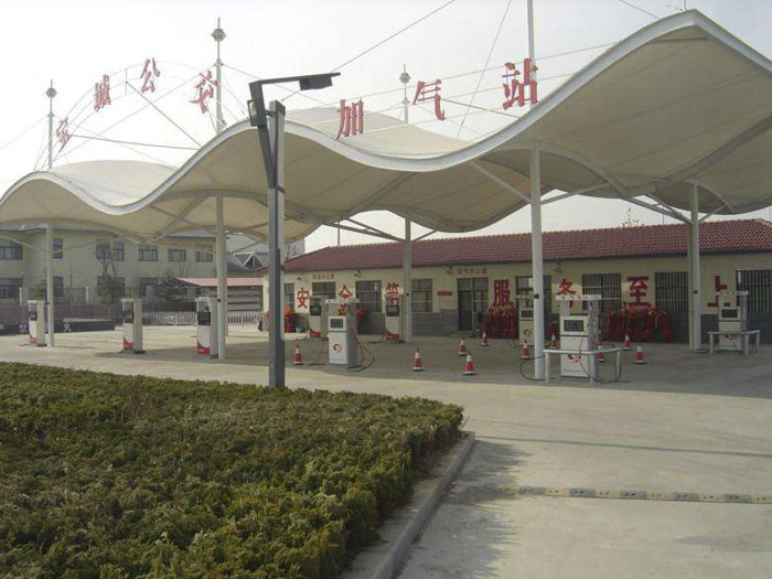 連體式加油站張拉膜結構效果圖