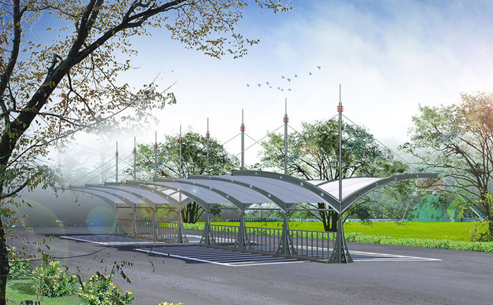 一處如詩如畫般的景觀張拉膜結構