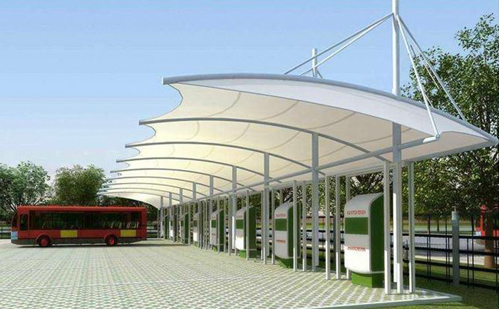 造型特別漂亮的一處充電樁膜結構工程