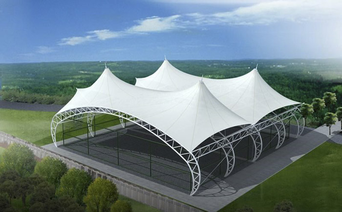大跨度的一處體育場(chǎng)頂棚張拉膜膜結(jié)構(gòu)工程