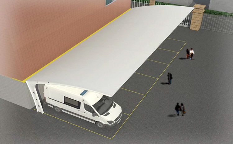 7字造型膜結構停車棚