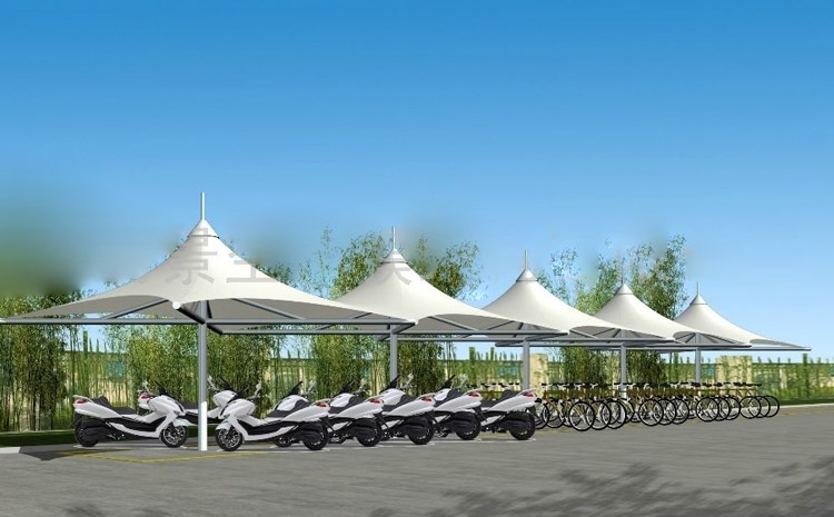 一座漂亮的膜結構停車棚建筑