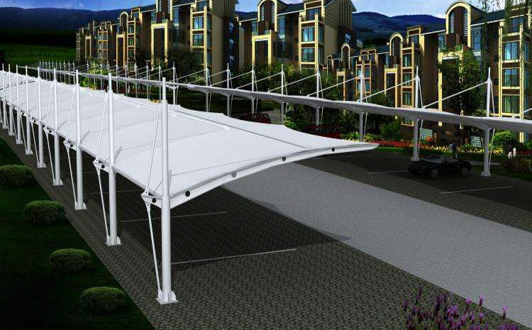 剛剛竣工的膜結構車棚