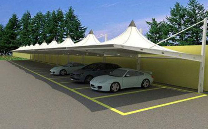 尖頂造型的膜結構車棚