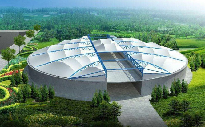 青山綠水中的膜結構污水池工程